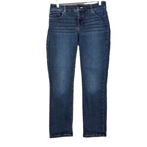 Chicos Jeans Womens 0 Small 4 Blue So Slimming Panel Crop Cotton Stretch‎ Denim